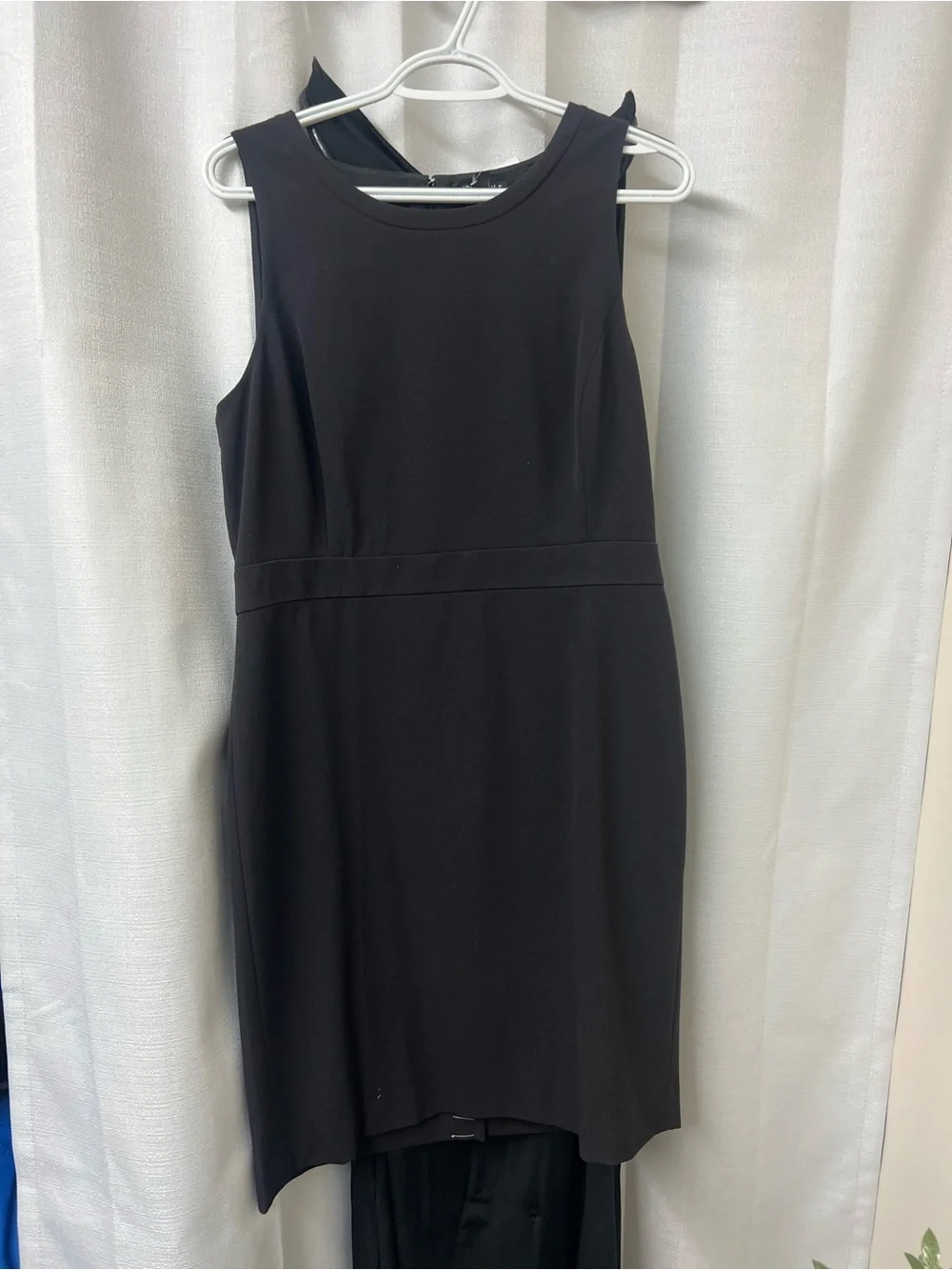 J. Crew Black Sleeveless Midi Dress with Waist Seam